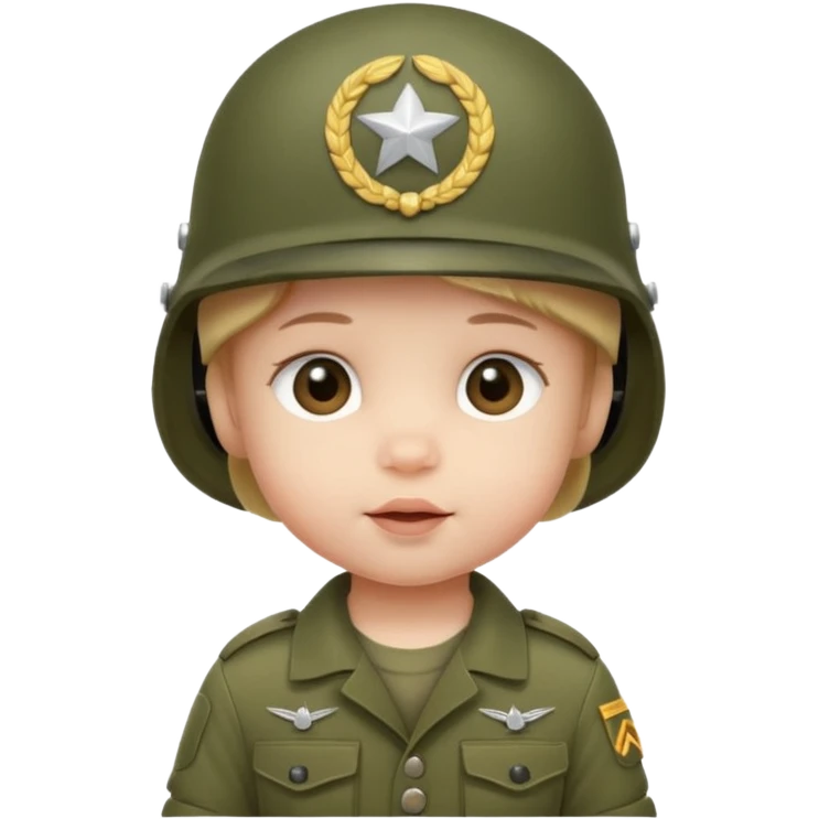 A baby wearing a military helmet  emoji