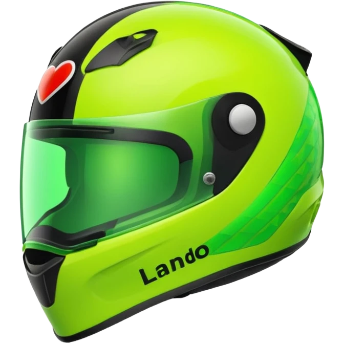 ate a Florecent green heart emoji as the same patterns as Lando Norris's helmet emoji
