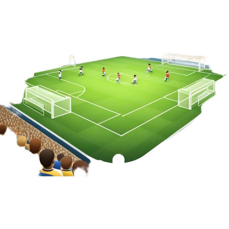 An icon featuring a large stadium with a football match in progress, players in action on the field, and a cheering crowd in the stands. Bright floodlights illuminate the pitch, creating an intense atmosphere of competition. The transparent background highlights the thrill of live sports events. emoji
