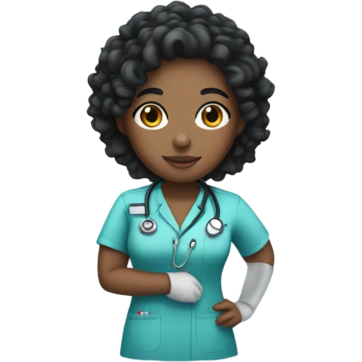 White nurse with black curly hair emoji