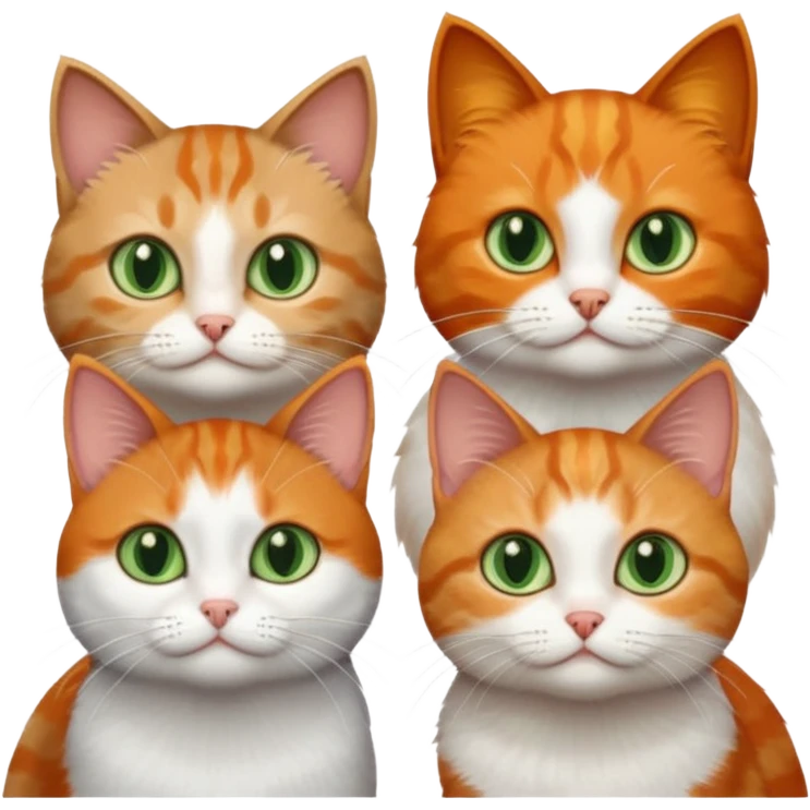3 tiny different coloured short hair cats including a dark grey and white cat with green eyes, a ginger and white with orange eyes and a brown tabby and white with hazel eyes emoji