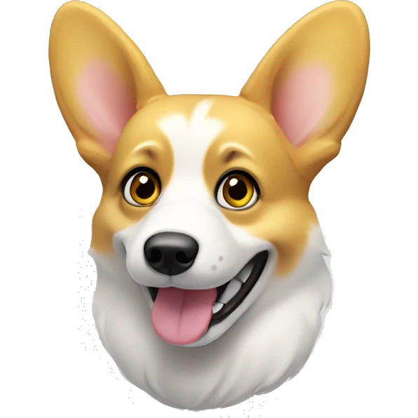 A yellow and white corgi with big ears and eyes, no tail and likes to smile! emoji