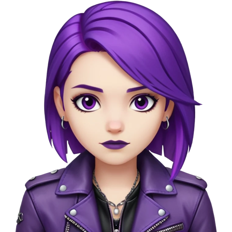 Mal from Descendants, purple hair, leather jacket, edgy style emoji