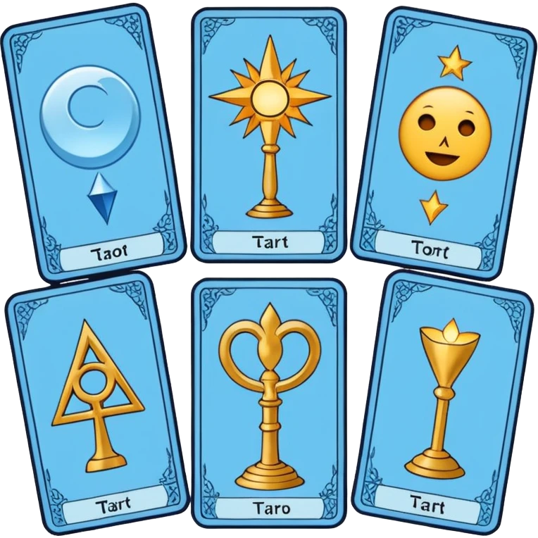 Tarot cards light blue with symbols emoji