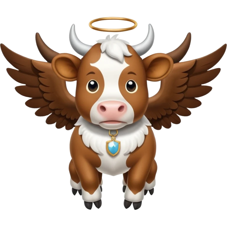 a flying cow with wings and a collar with the Text „maxim“ emoji