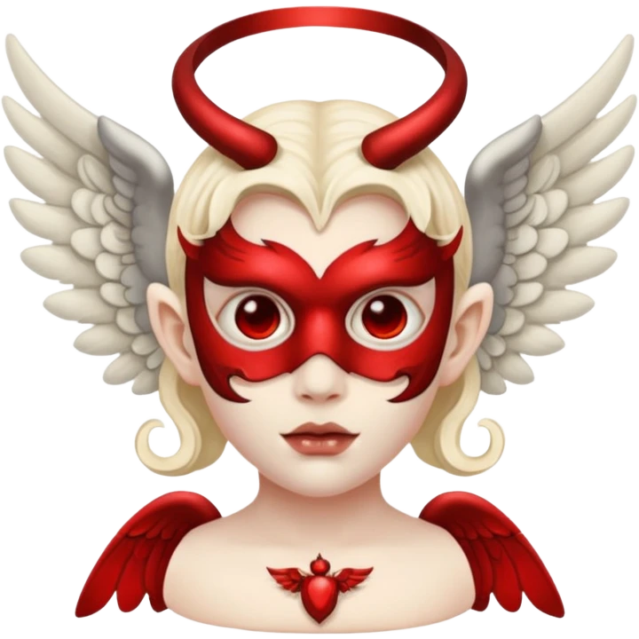 Demon wearing angel mask emoji
