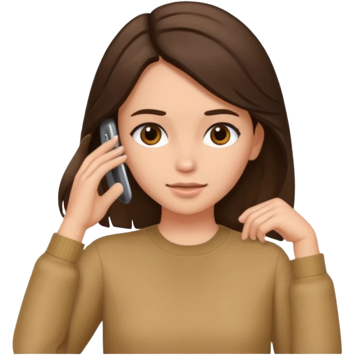 gen z brunette tucking hair behind ear emoji