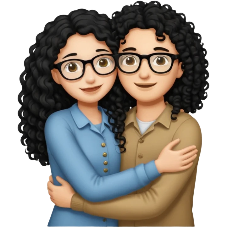ok use the first photo on last row u sent but make me look 18 and long black curly hair and glasses make us hug each other emoji