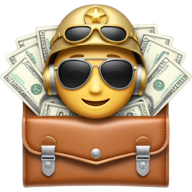 Aviator money emoji, wallet full of cash, casino vibe, premium 3D emoji style, clean, no background
 emoji
