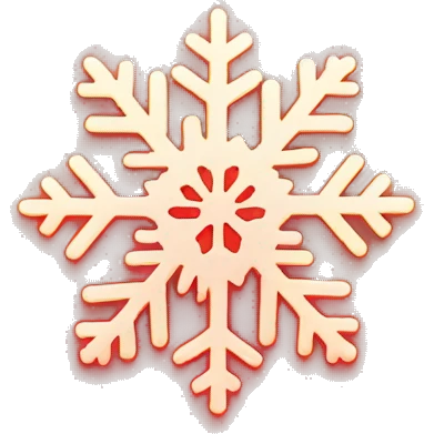 snowflake, soft glow, subtle red and green emoji