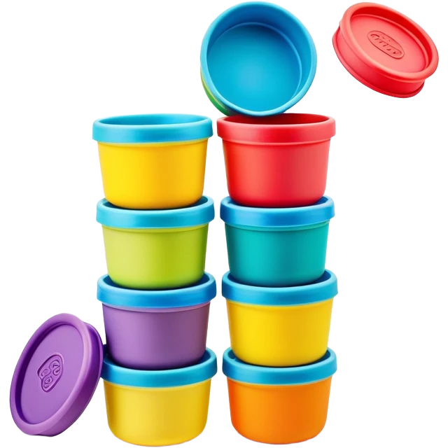 Play-Doh containers with colorful clay emoji
