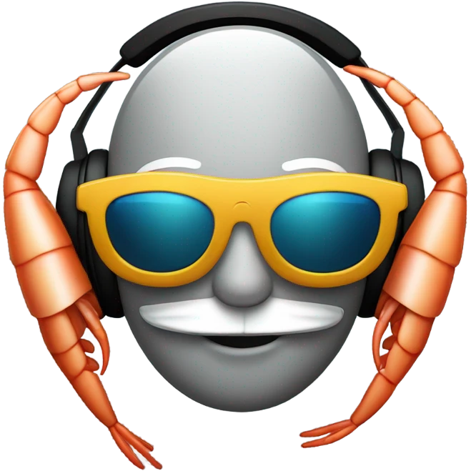 Shrimp with headphones and sunglasses emoji