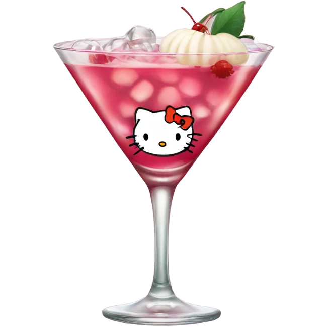 hello kitty with lychee martini emoji