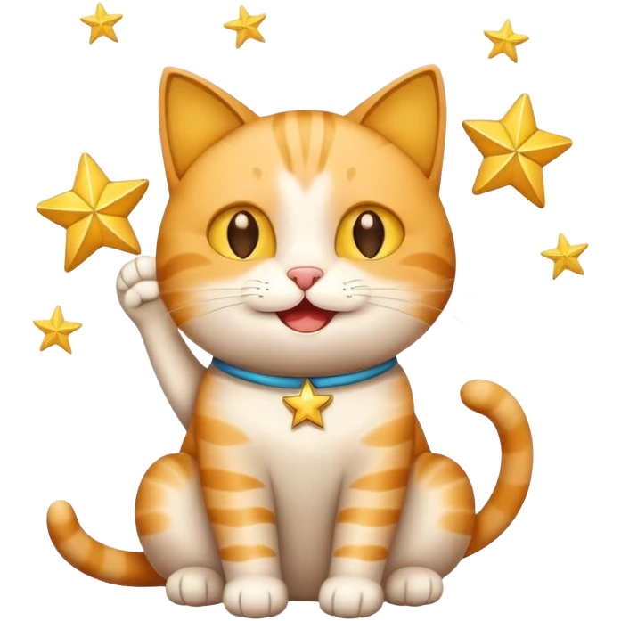 Happy Cat holding 5 stars  emoji