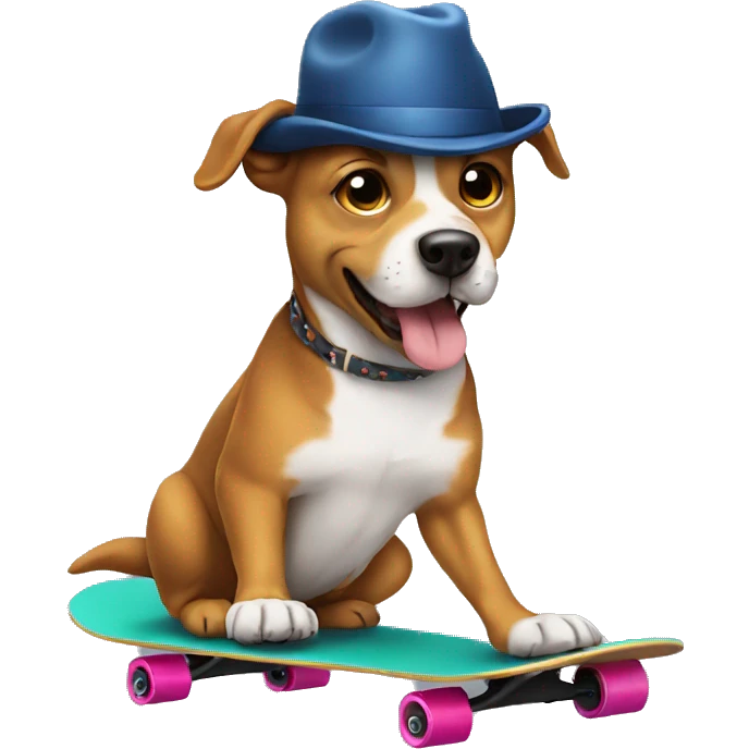 dog skateboarding with hat emoji