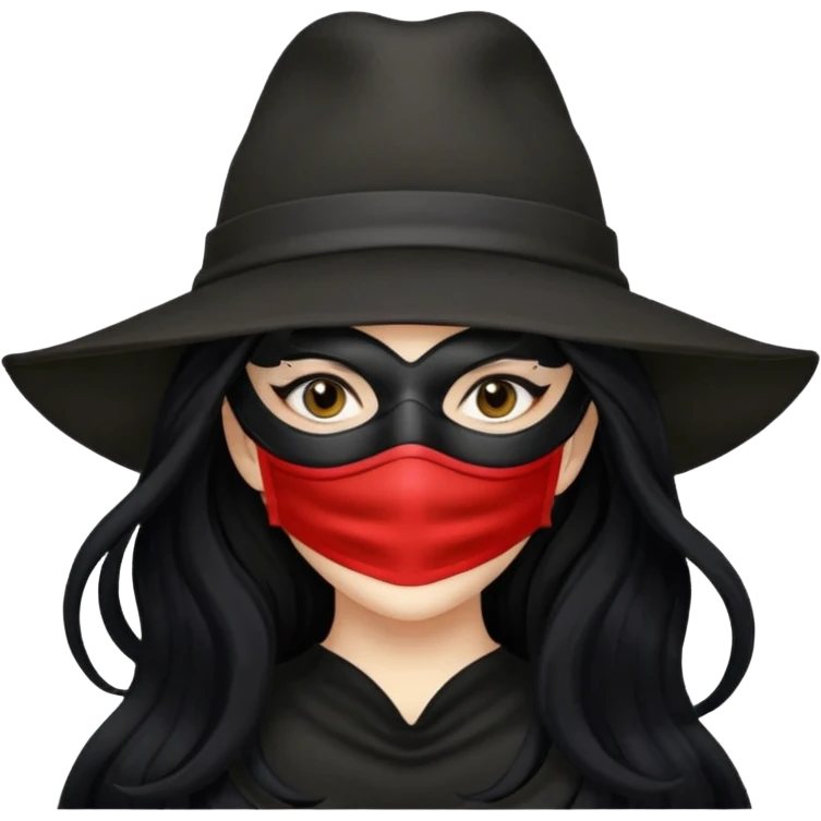 masked Women with hat long black hair  emoji