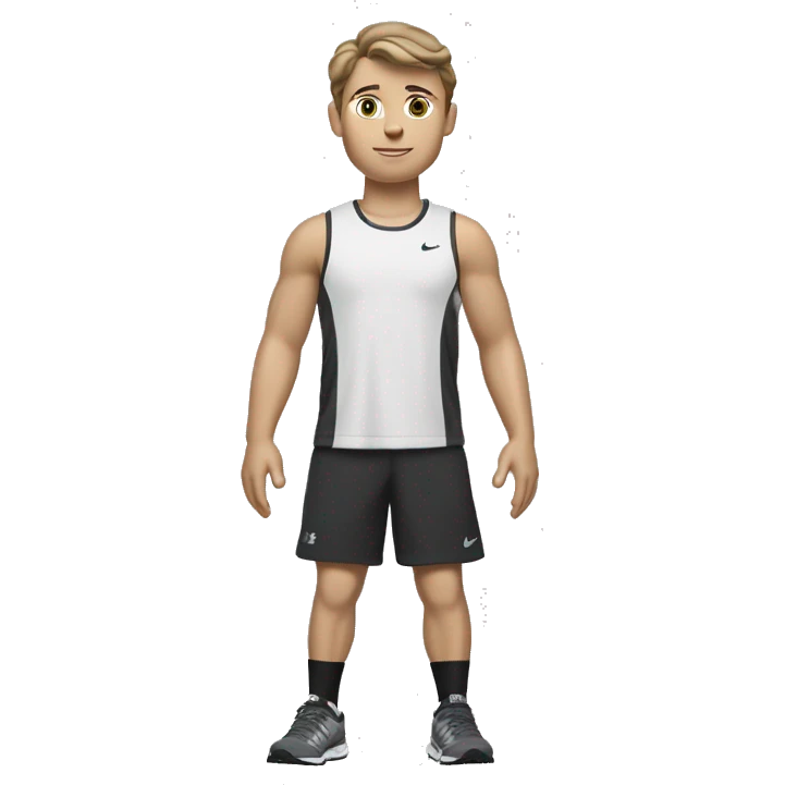 A very little tanned white boy with brown hair, short and a little wavy, with New Balance 1906R Grey, white Nike socks, a black Nike running jogging and a black Under Armour t-shirt. emoji