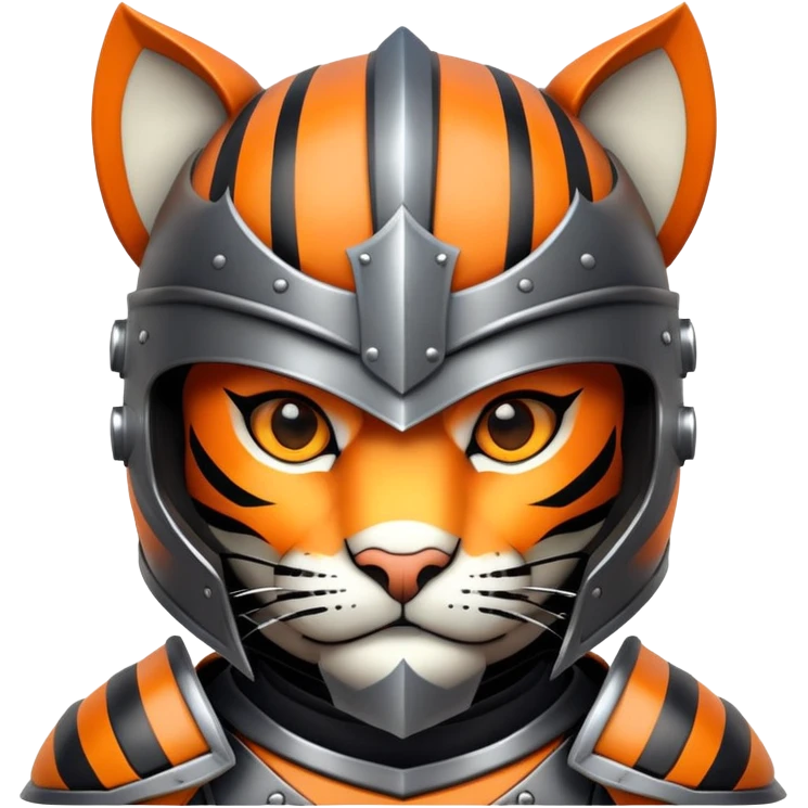 knight tiger face with armor and helmet fantasy character for Twitch emote emoji
