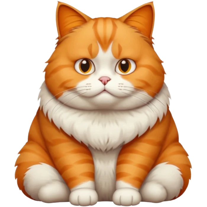 A fat cat sitting down and looking like they don’t care about it emoji