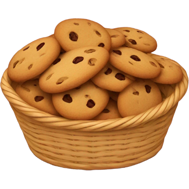 burgundy basket filled with cookies emoji