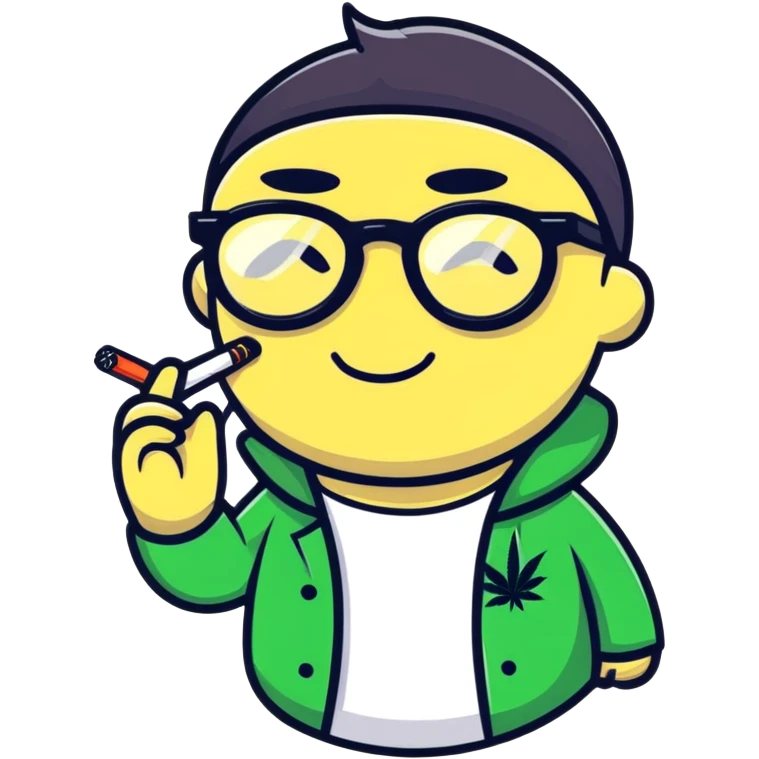app character with black glasses smoking weed emoji