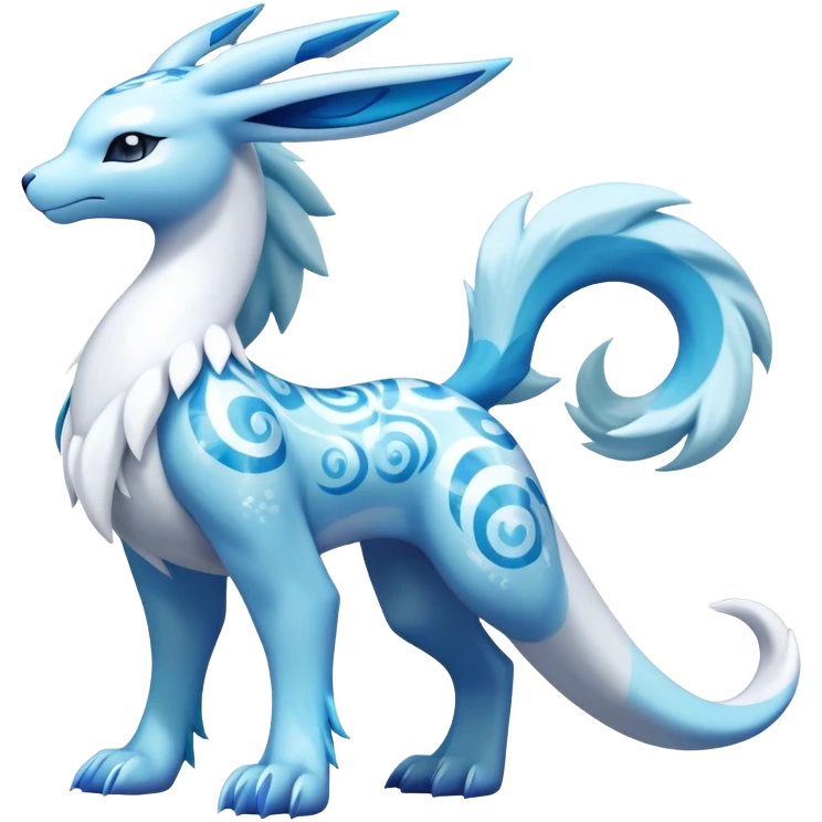 Lugia-suicune-Glaceon-hybrid, full body emoji