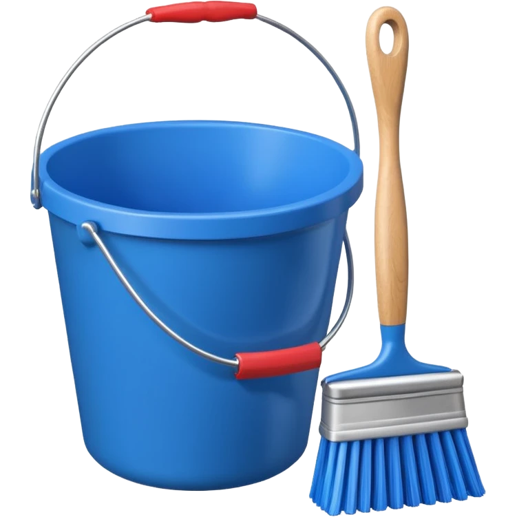 Bucket and brush for cleaning emoji