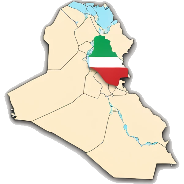 Iraq map with kuwait  emoji