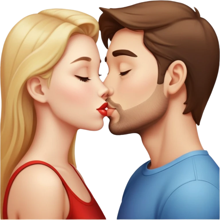 A guy and a girl kissing on the lips emoji