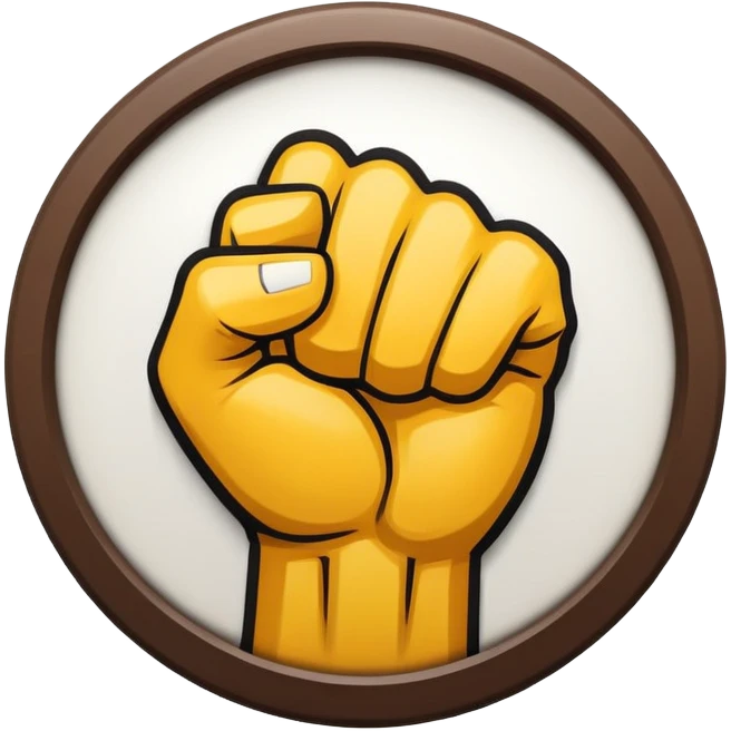Round emblem symbolizing combat sports, featuring a clenched fist facing forward at the center. The fist is bold and strong, representing power and skill in martial arts. Surrounding the fist are dynamic lines, giving the emblem a sense of motion and energy. emoji