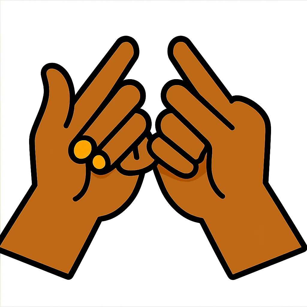Change the hand colors to a medium brown skin tone, keep the pinky promise gesture, no background. emoji