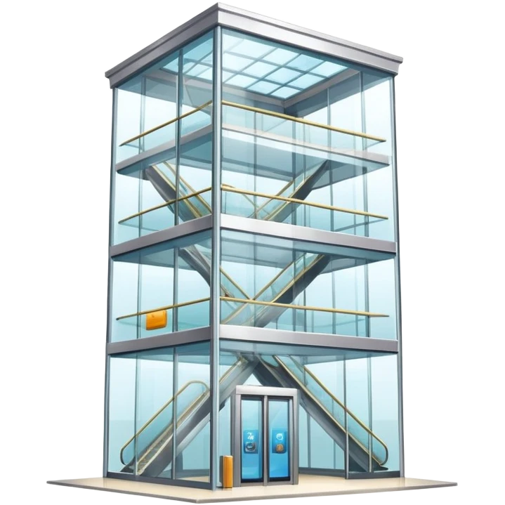 large glass elevator in shopping mall emoji