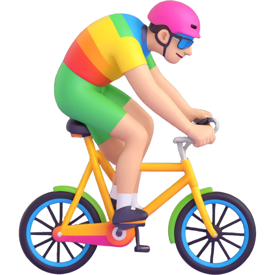 classic Hofmann blotter, cartoon Hofmann on a bicycle, rainbow psychedelic background, no text emoji