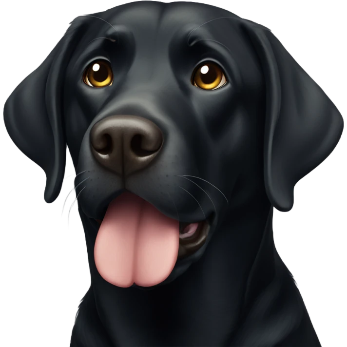 black labrador with a suspicious look emoji
