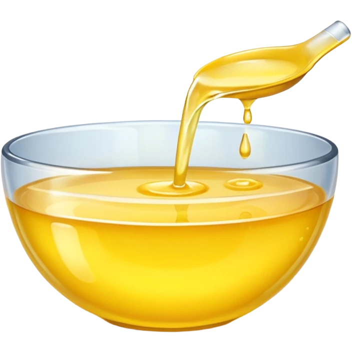 a bowl of yellow liquid, shiny, simple, clear emoji