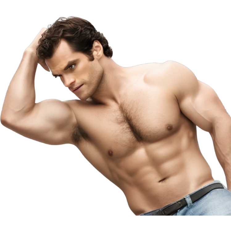 Henry Cavill's glistening upper body and natural underarm allure. emoji