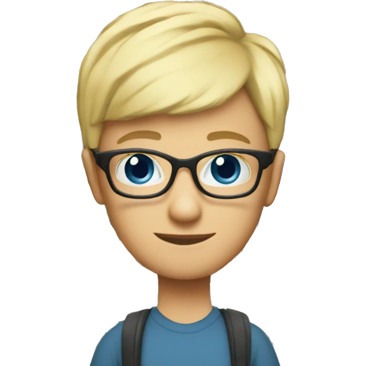 classic emoji 2D Teacher with books glasses blonde pixie haircut blue eyes casual emoji