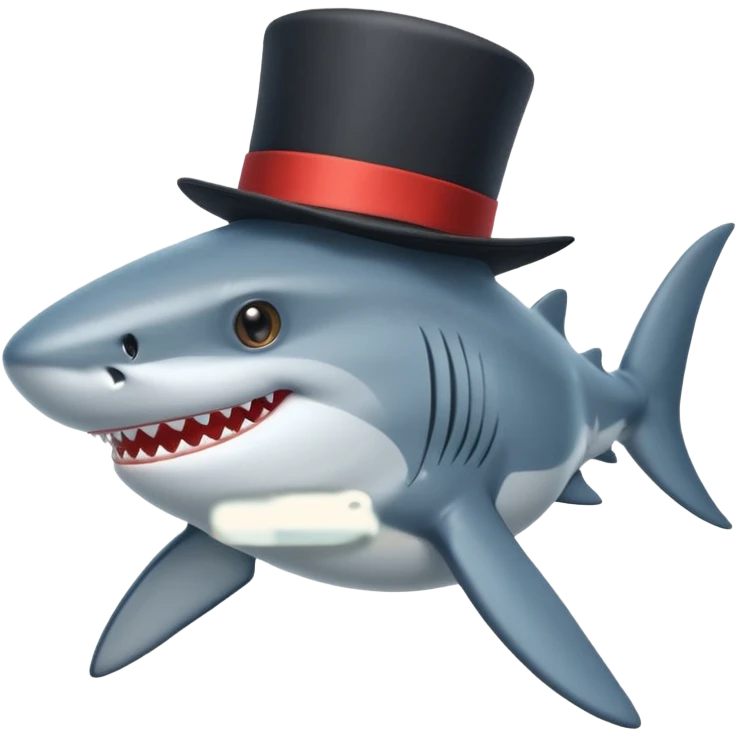 Shark with a top hat emoji