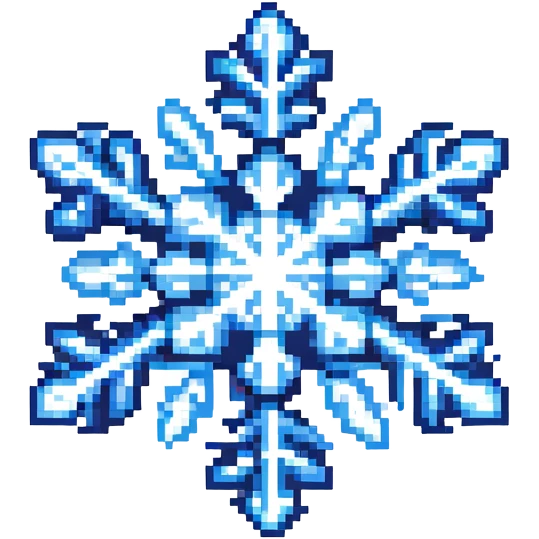 blue and white snowflake, simple geometric design emoji