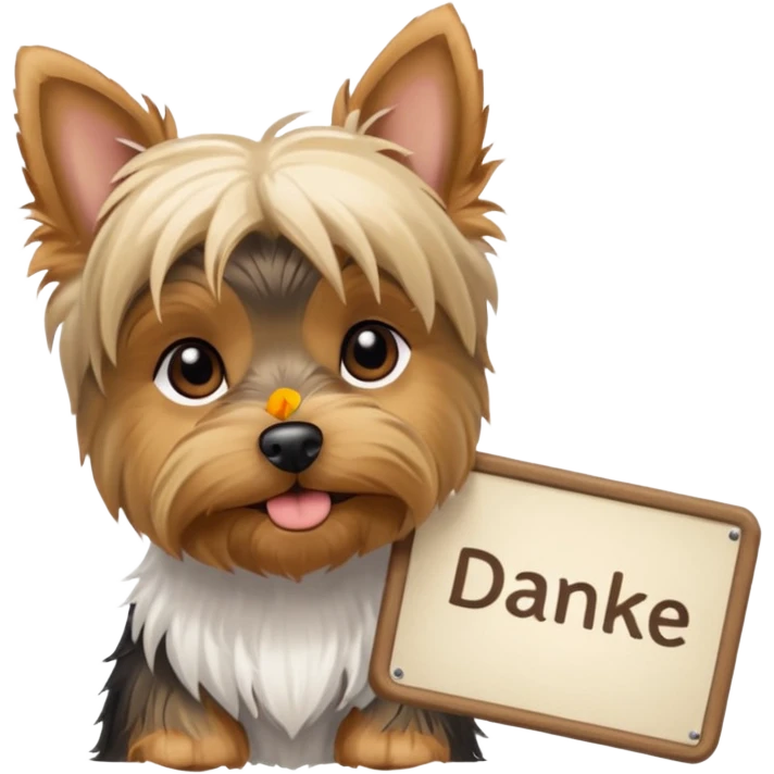 now make a yorkshire holding a sign danke emoji