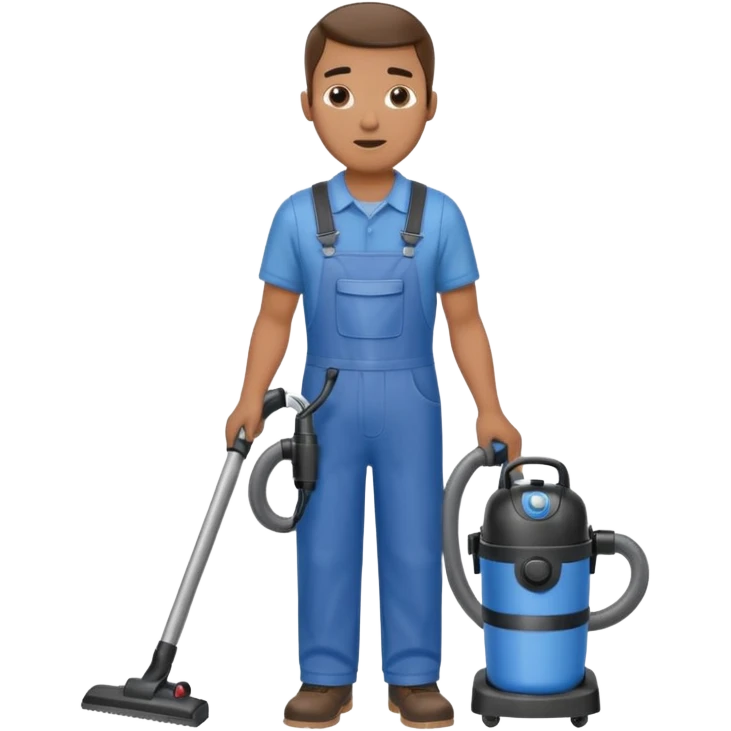 técnico de limpieza hombre sujetando una aspiradora de agua emoji