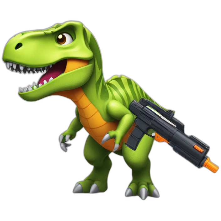 tyrannosaurus wuth nerf gun emoji