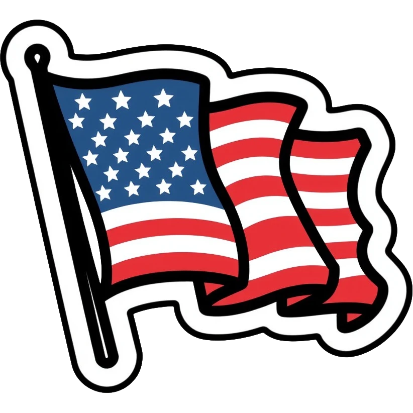 I voted sticker with American flag emoji