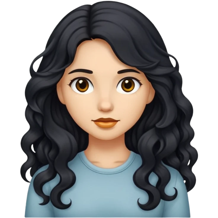 girl with medium skin, long black wavy hair emoji