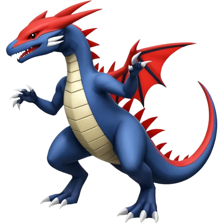 Handsome cool badass edgy Latias-Salandit-Gabite-Garchomp-Giratina-Pokémon-Fakémon-fusion-hybrid-creature, full body emoji