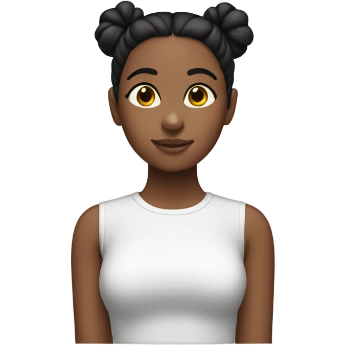 Girl with buns hair dark hair emoji