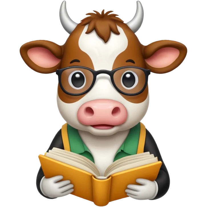 Cow and books emoji