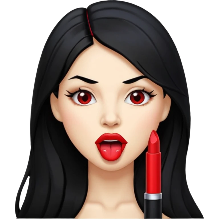 femme longs cheveux noire peau claire qui nargue en tirant la langue emoji