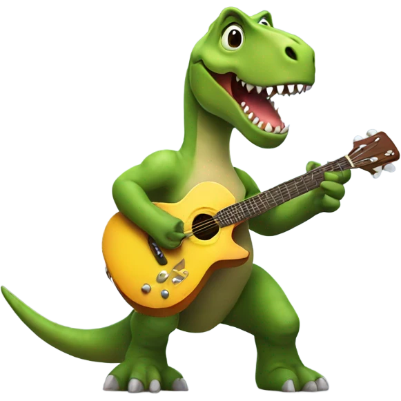 Dinosaur holding guitar emoji