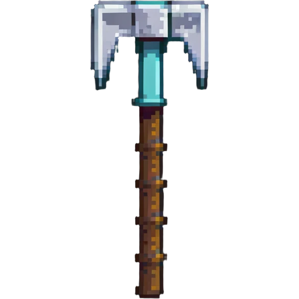blocky pixelated Minecraft pickaxe emoji, less realistic emoji